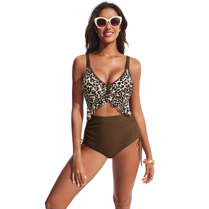 Hanna Nikole Women One Piece Swimsuit Ruffle Cutout Slimming Monokini Tummy Control Bathing Suit High Waisted Sexy Beachwear