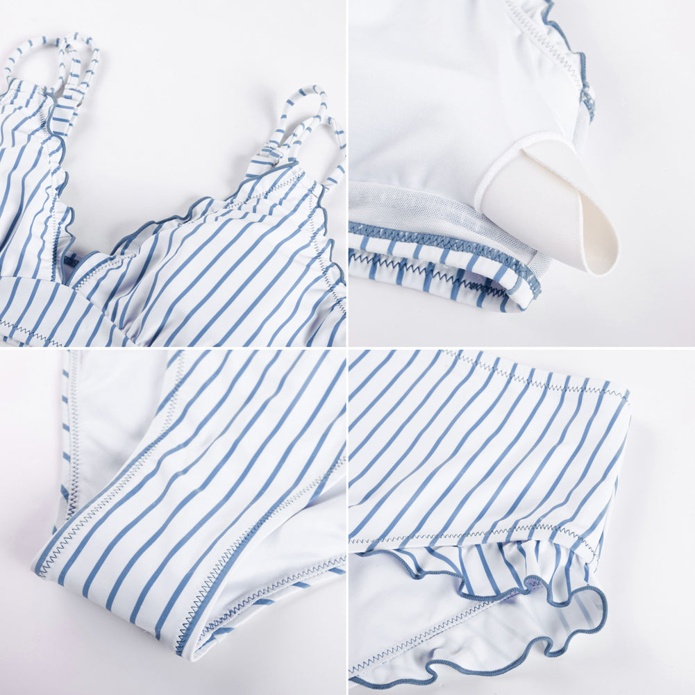 Hanna Nikole Women High Waisted Bikini Sets Ruffle, 2 Piece Bathing Suit Tummy Control, Sexy Retro Swimsuits Beachwear