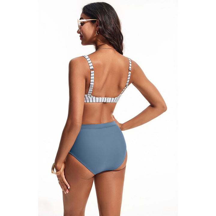 Hanna Nikole Women's Bikini Sets High Waisted, 2 Piece Bathing Suit Tummy Control, Push Up Cutout Ruched Swimsuit Beachwear