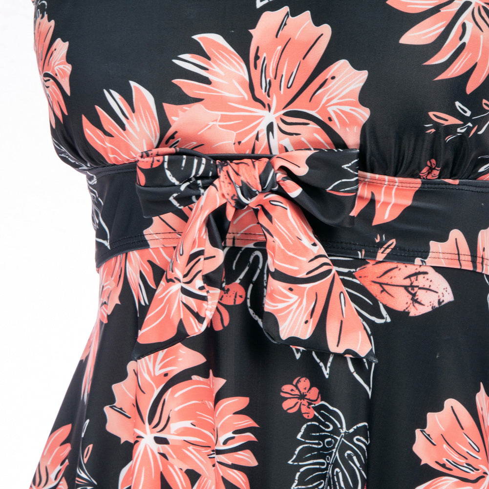 KK Women Separated Swimsuit Sleeveless V-Neck Swim Dress+Briefs Swimwear