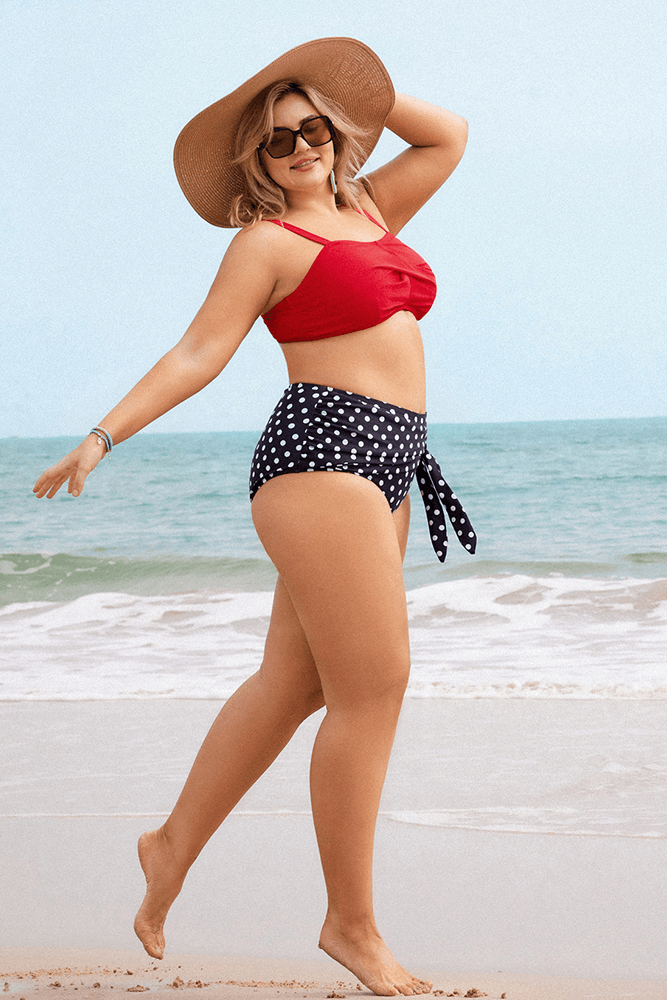 Women Plus Size 2pcs Swimsuit Padded Swim Tops High Waist Briefs Hanna Nikole