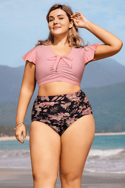 HN Women Plus Size 2pcs Set Swimsuit V-Neck Padded A-Line Tops+Boxer B –  Hanna Nikole