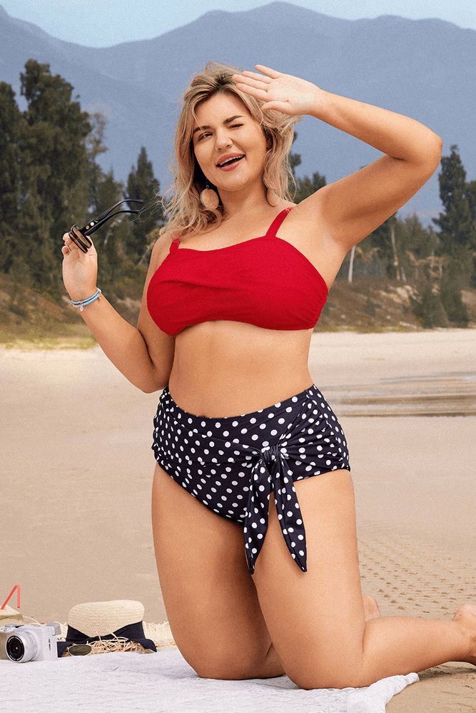 Women Plus Size 2pcs Swimsuit Padded Swim Tops High Waist Briefs Hanna Nikole