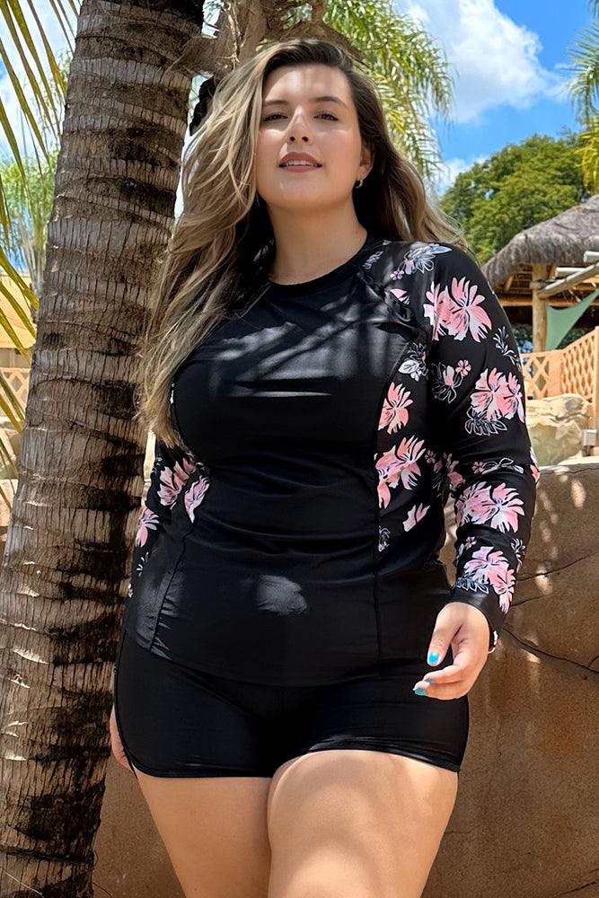 Swimsuit long store sleeve plus size