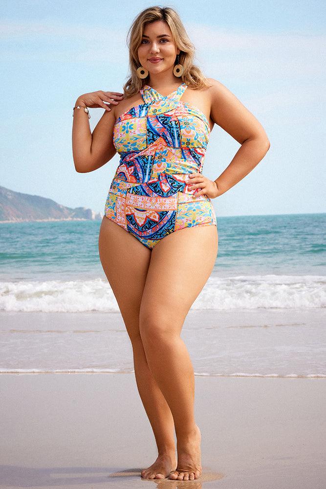 Hanna Nikole Women's Plus Size UPF 50+ Active Rashguard One Piece Long  Sleeve Swimsuit Zipper Surfing Swimwear