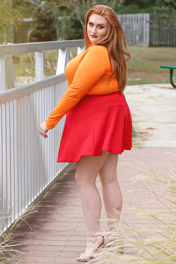 HN Mid-Thigh Length Skirt with Attached Shorts Skater Skirt