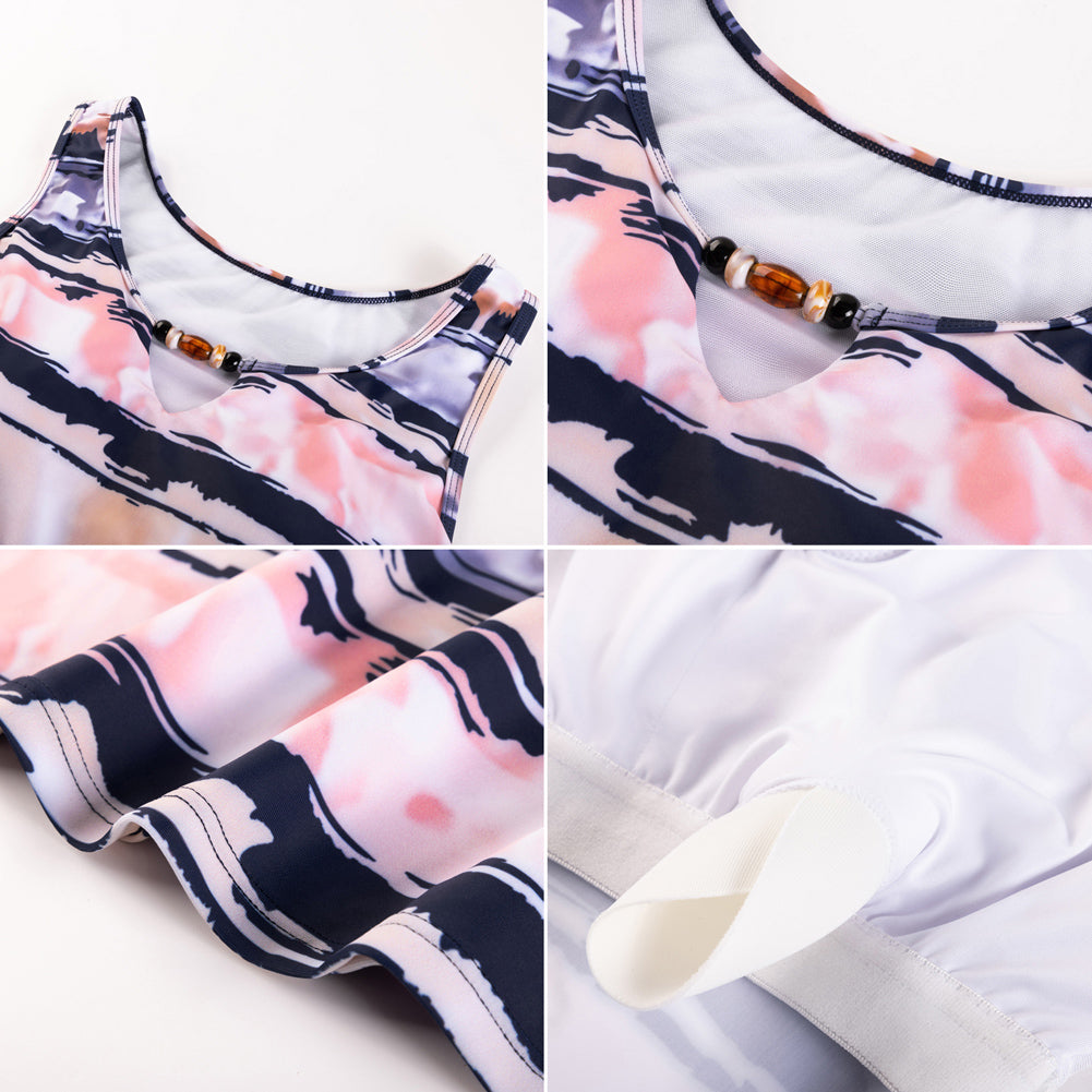 HN Women Tankini Swimsuit Sleeveless U-Neck Padded Tops+Shorts with Briefs