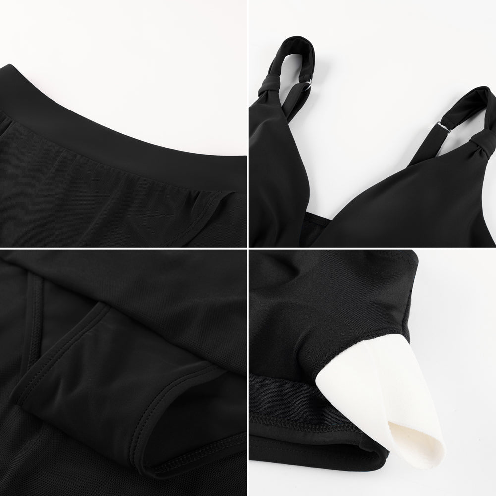 Hanna Nikole Womens High Waisted Bikini Sets, Modest Tummy Control Swimsuits, 2 Piece Bathing Suits Mesh Swim Skirt