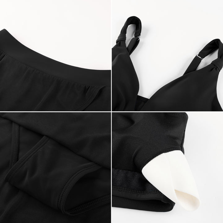 Hanna Nikole Womens High Waisted Bikini Sets, Modest Tummy Control Swimsuits, 2 Piece Bathing Suits Mesh Swim Skirt