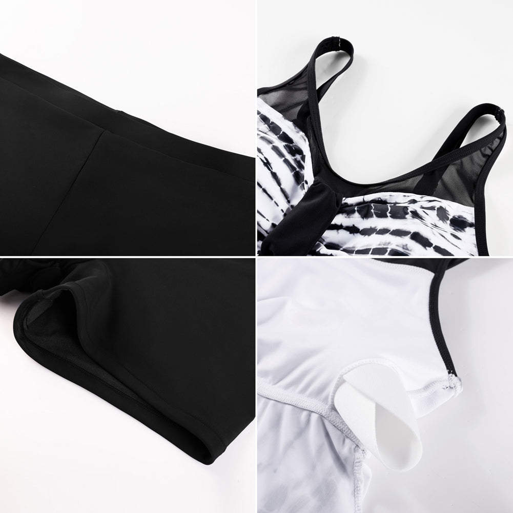 Hanna Nikole Women Two Piece Tankini Swimsuit Modest Bathing Suit Mesh Flowy Swim Top with Tummy Control Boy Shorts