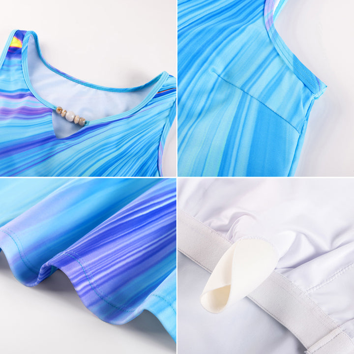 HN Women Tankini Swimsuit Sleeveless U-Neck Padded Tops+Shorts with Briefs