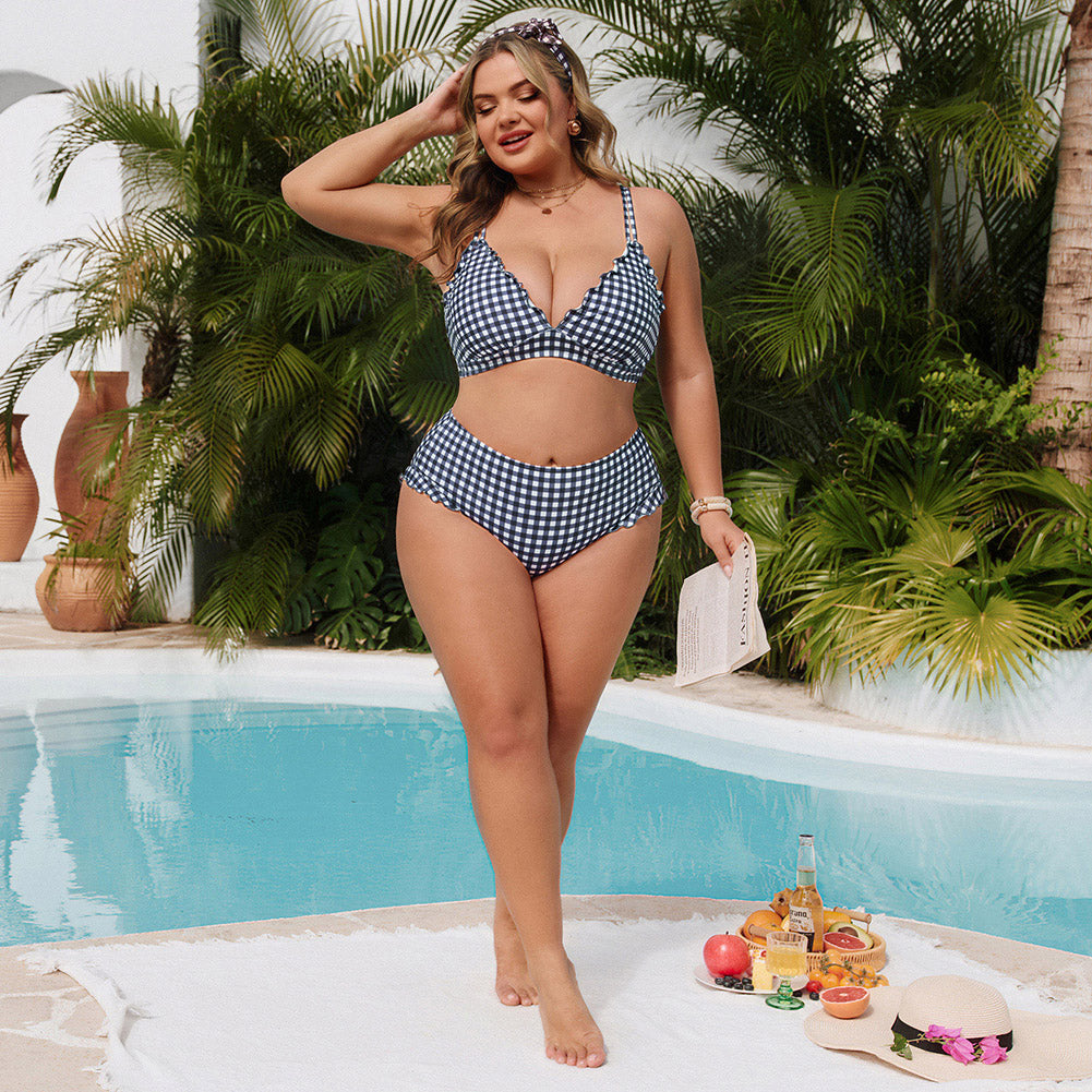 Hanna Nikole Women High Waisted Bikini Sets Ruffle, 2 Piece Bathing Suit Tummy Control, Sexy Retro Swimsuits Beachwear