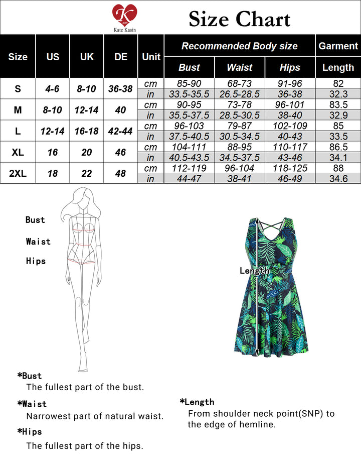 KK Women Separated Swimsuit Sleeveless V-Neck Swim Dress+Briefs Swimwear
