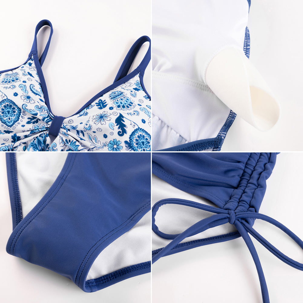 Hanna Nikole Women One Piece Swimsuit Ruffle Cutout Slimming Monokini Tummy Control Bathing Suit High Waisted Sexy Beachwear