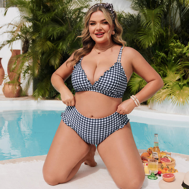 Hanna Nikole Women High Waisted Bikini Sets Ruffle, 2 Piece Bathing Suit Tummy Control, Sexy Retro Swimsuits Beachwear