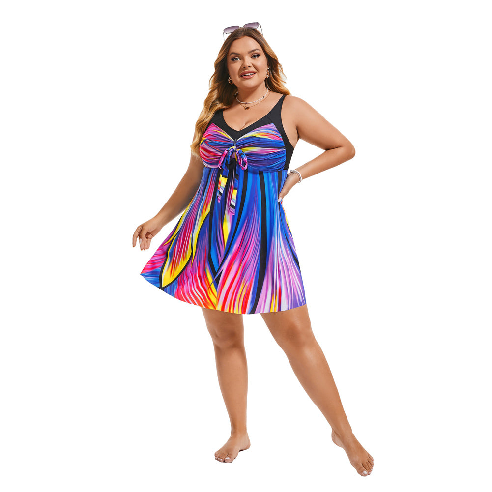 Separated V-Neck Adjustable Tankini Set