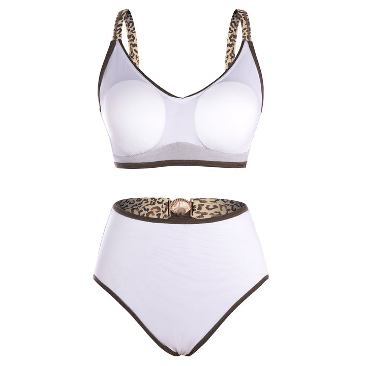 Hanna Nikole Womens High Waisted Bikini Sets, Textured Tummy Control Swimsuit, 2 Piece Twist Color Block Bathing Suits