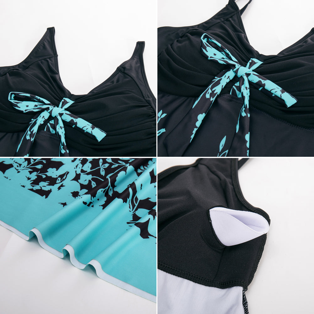 Separated V-Neck Adjustable Tankini Set