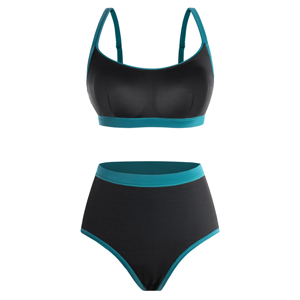 Hanna Nikole Womens High Waisted Swim Skirt, Tummy Control Mesh Bikini Sets, 2 Piece Swimsuit Drawstring Bathing Suits