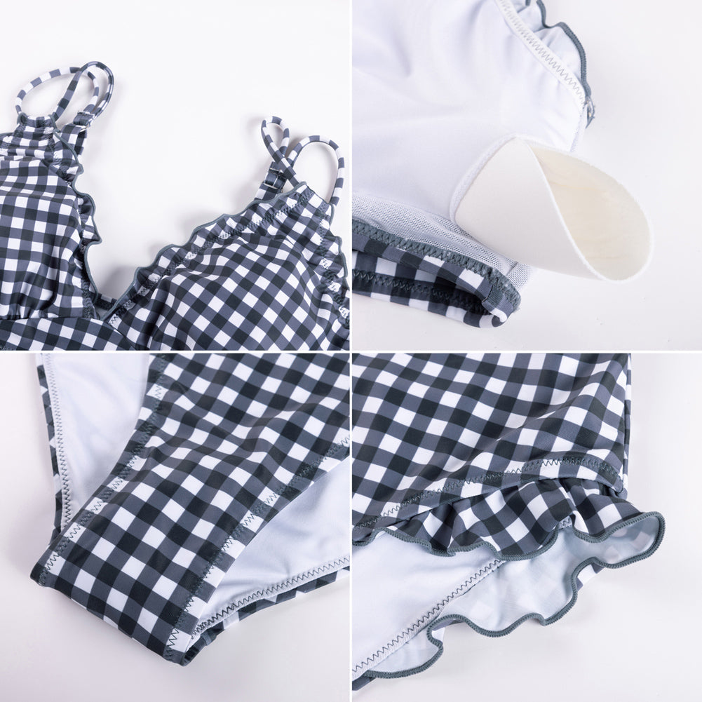 Hanna Nikole Women High Waisted Bikini Sets Ruffle, 2 Piece Bathing Suit Tummy Control, Sexy Retro Swimsuits Beachwear