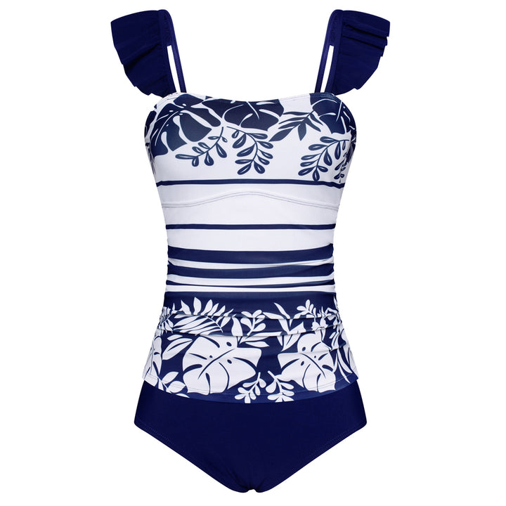 KK Women 2pcs Set Swimsuit Ruched Padded Swim Tops+Briefs Swimwear