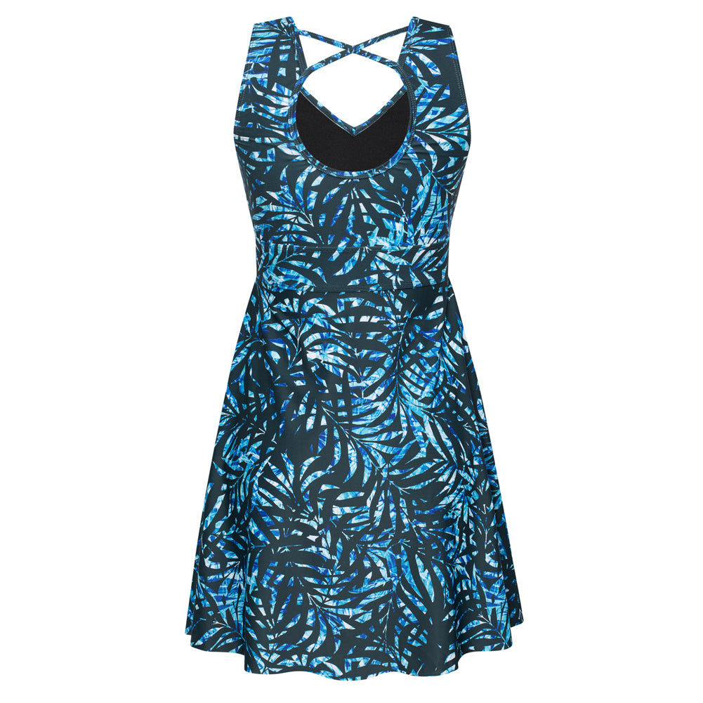 KK Women Separated Swimsuit Sleeveless V-Neck Swim Dress+Briefs Swimwear