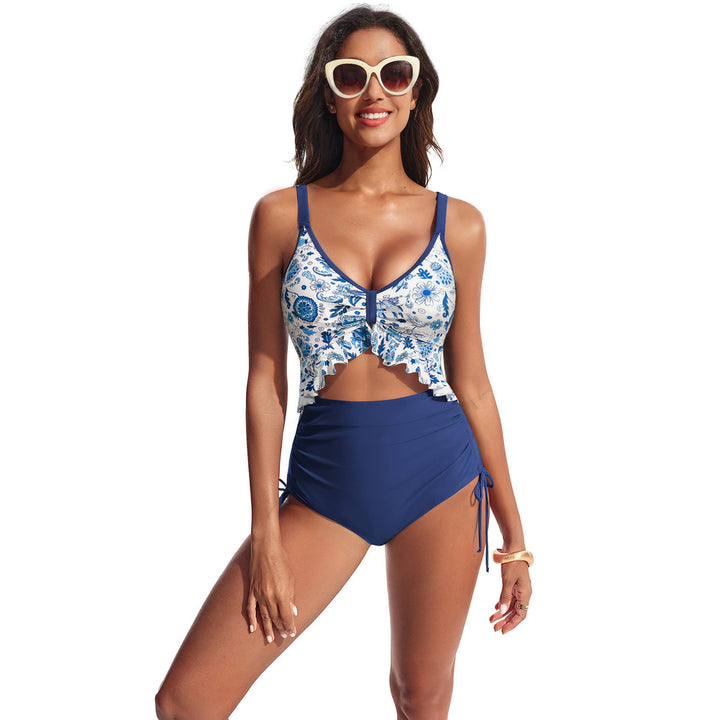 Hanna Nikole Women One Piece Swimsuit Ruffle Cutout Slimming Monokini Tummy Control Bathing Suit High Waisted Sexy Beachwear