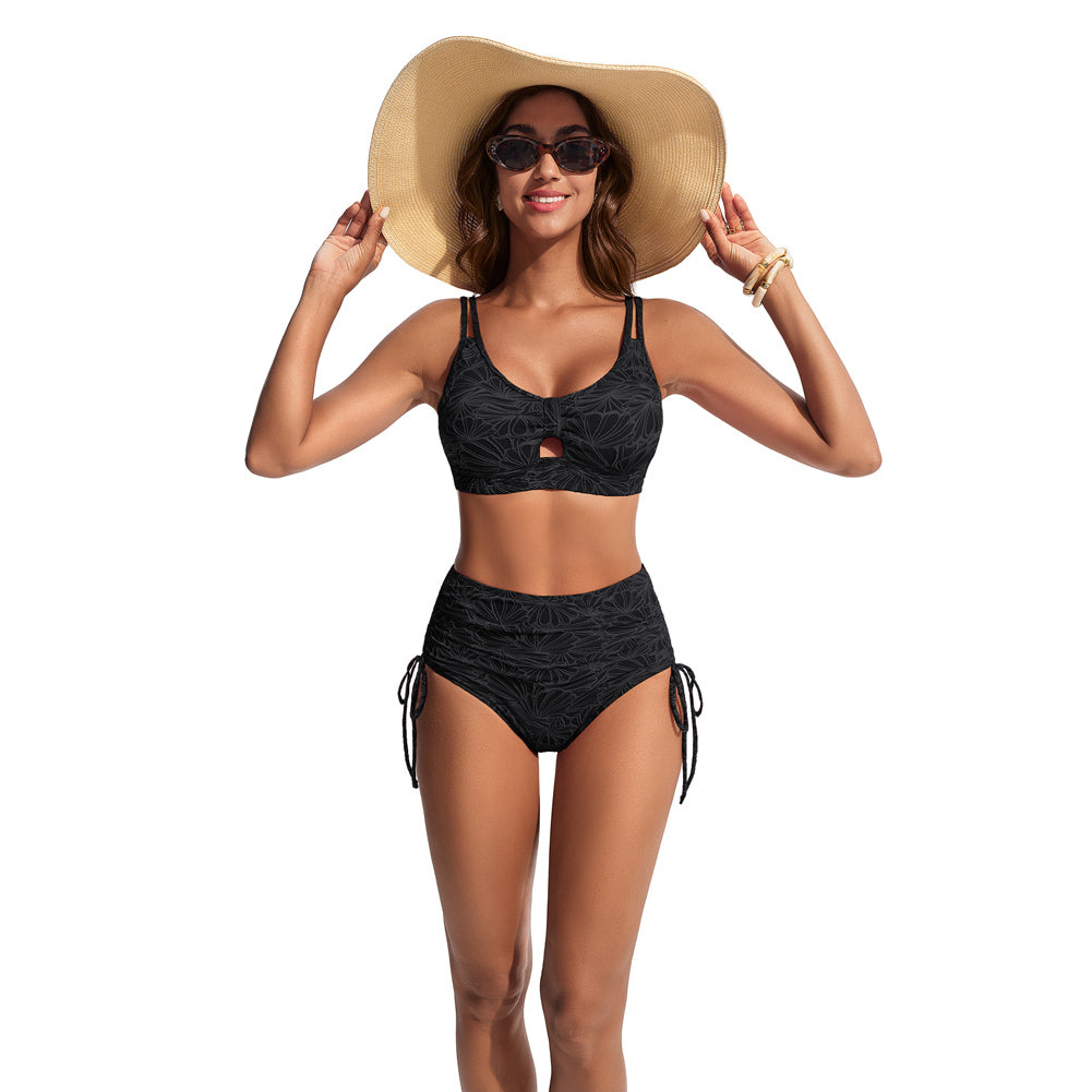 Hanna Nikole High Waisted Bikini Sets for Women, Tummy Control Swimsuits, Jacquard Modes Bathing Suit Bikini