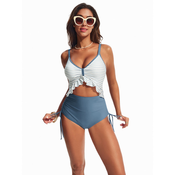 Hanna Nikole Women One Piece Swimsuit Ruffle Cutout Slimming Monokini Tummy Control Bathing Suit High Waisted Sexy Beachwear