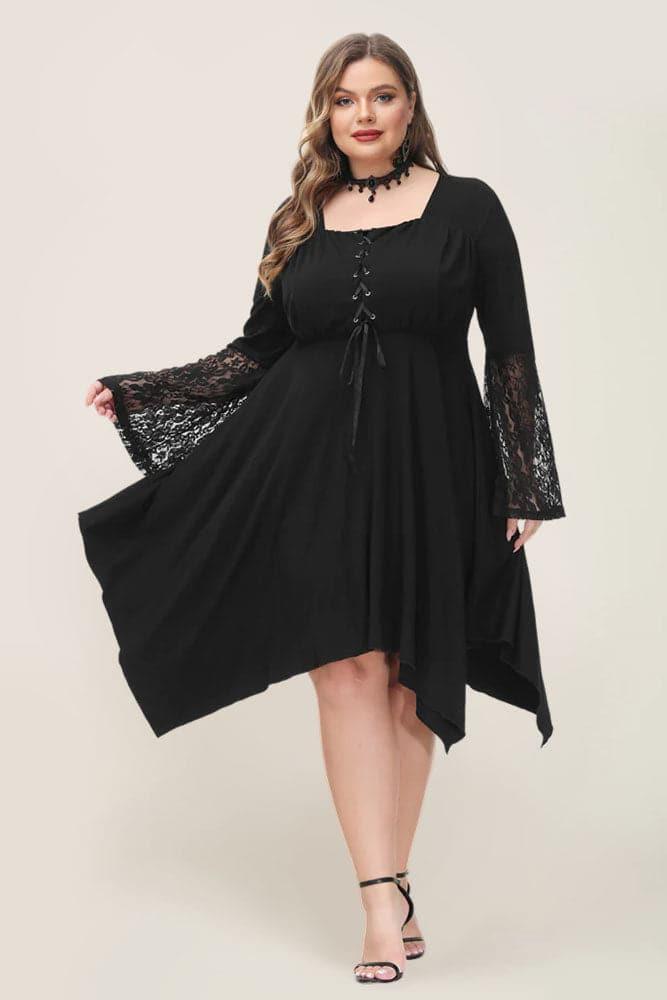 Hanna Nikole Plus Size Black Dresses for Women Funeral Short