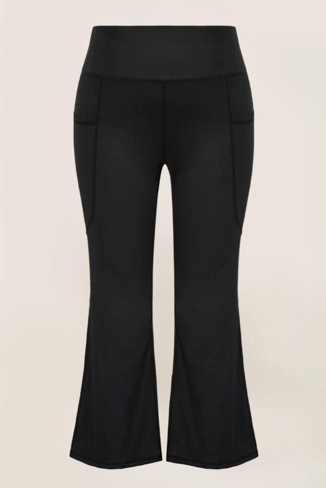 Hanna Nikole Women Plus Size High Waist Wide Legs Pants Casual Comfy Palazzo  Pants with Pocket, Black - 22W 