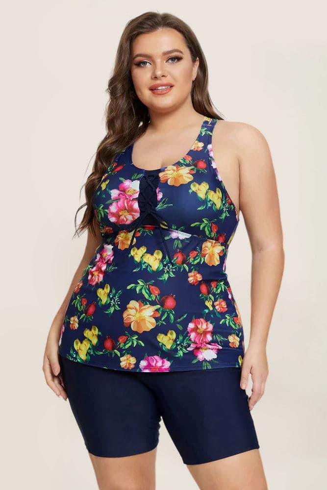 Multi Athletic Elastic waist Tankini Set - Hanna Nikole