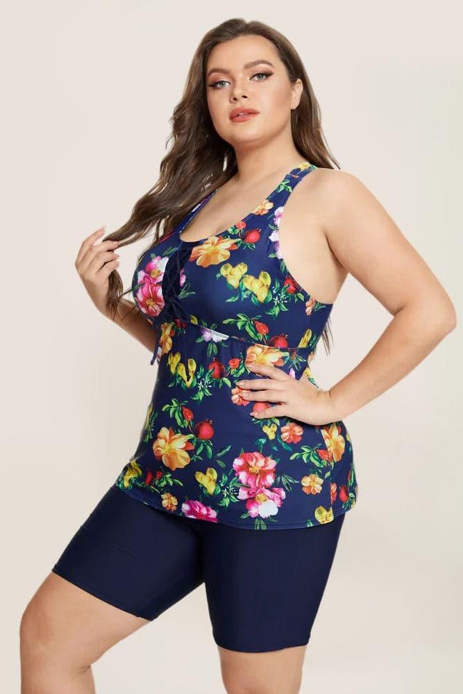 Multi Athletic Elastic waist Tankini Set - Hanna Nikole
