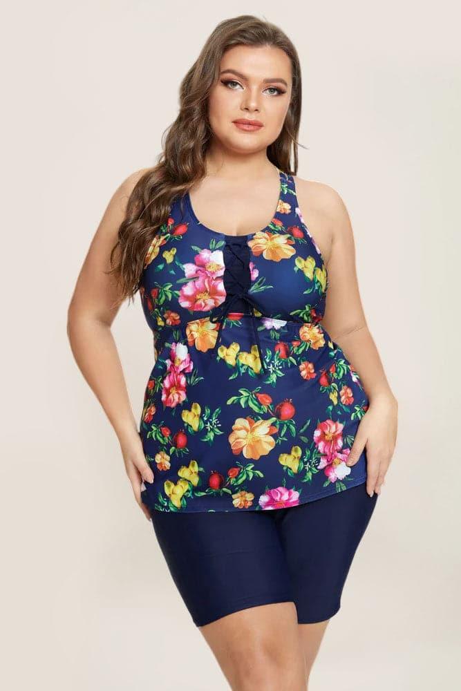 Multi Athletic Elastic waist Tankini Set - Hanna Nikole