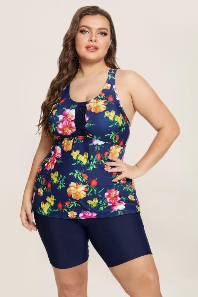 Multi Athletic Elastic waist Tankini Set - Hanna Nikole