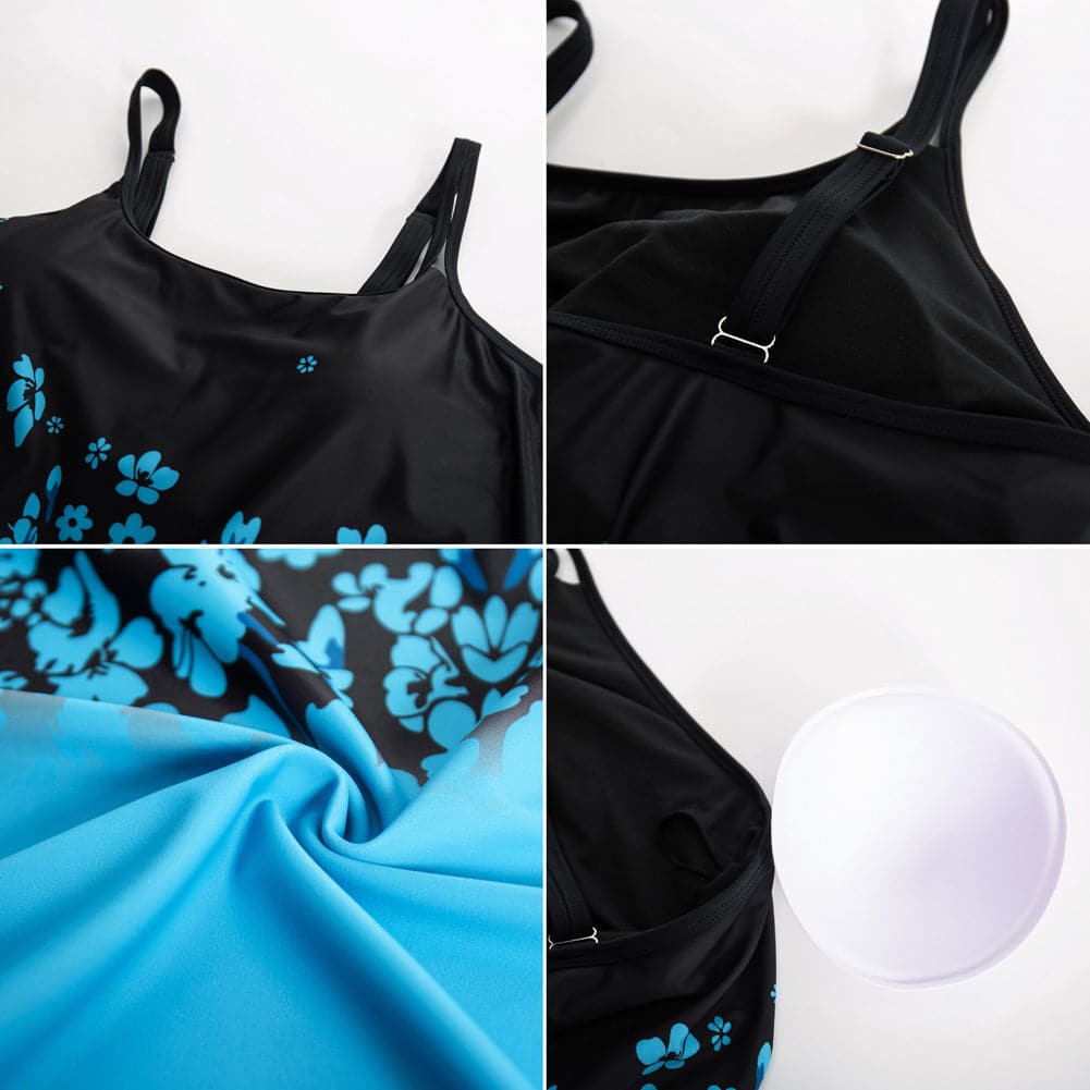 HN Women Plus Size 2pcs Set Swimsuit Tankini A-Line Padded Tops+Briefs Swimwear - Hanna Nikole
