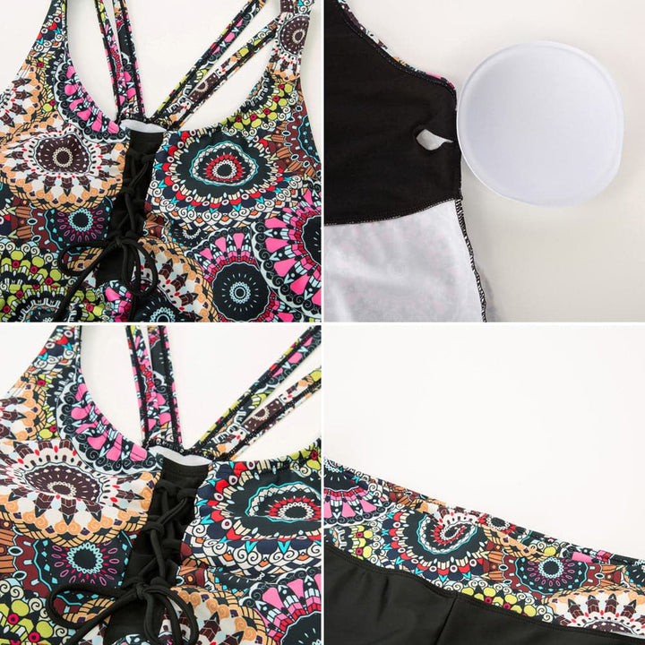 Multi Athletic Elastic waist Tankini Set - Hanna Nikole
