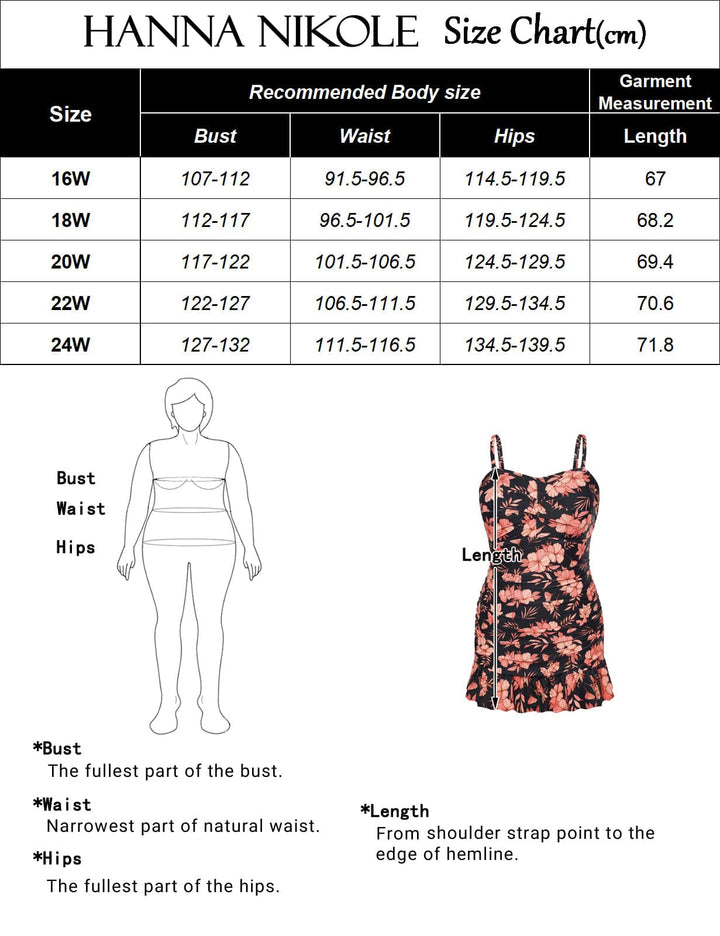 HN Women Plus Size 2pcs Set Swimsuit Ruffled Hem Padded Swim Dress+Briefs - Hanna Nikole