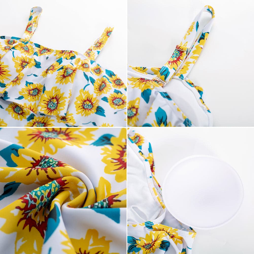HN Women Plus Size 2pcs Set Swim Suit Padded Swim Tops+High Waist Briefs - Hanna Nikole#color_sunflower