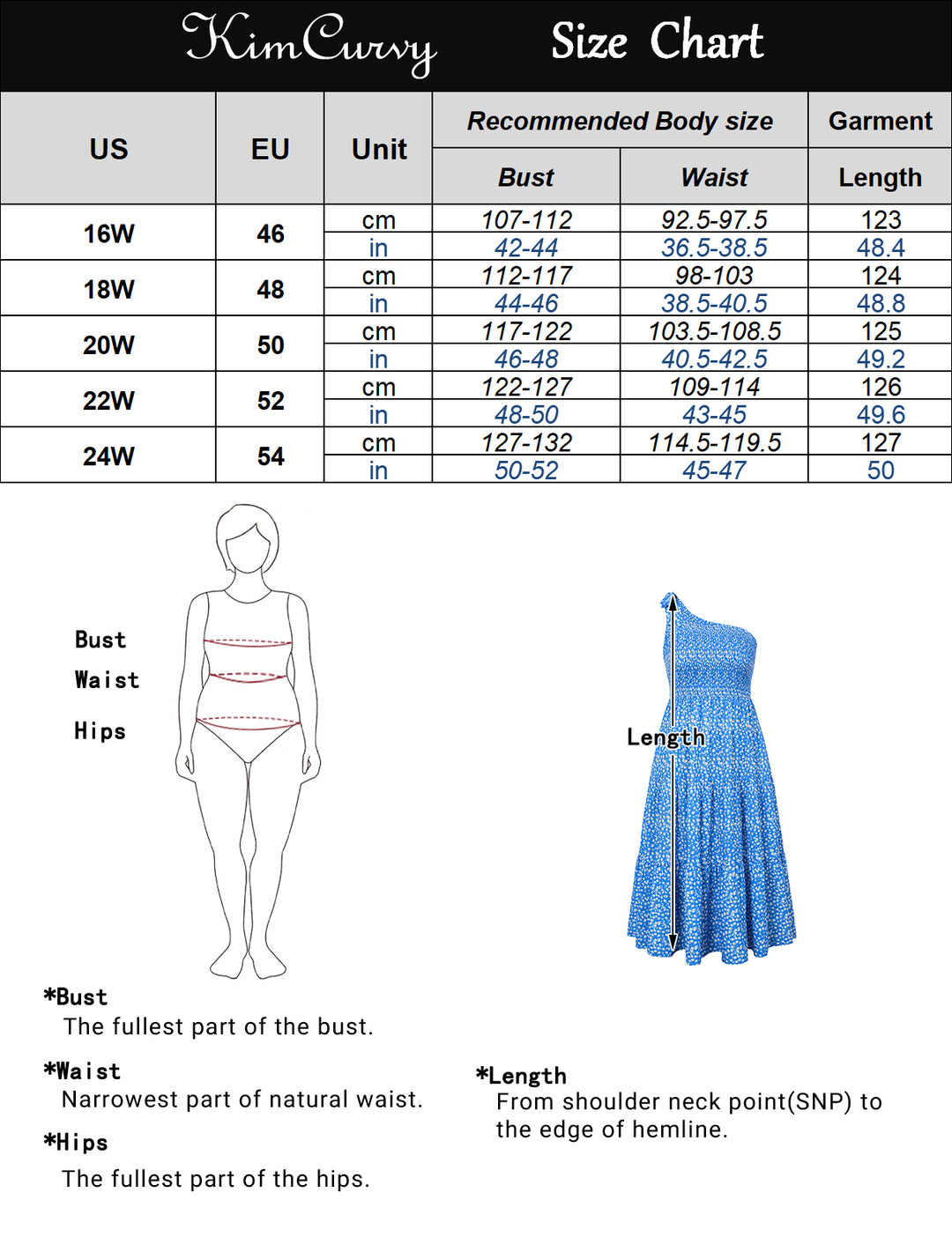 Women Plus Size Elastic Waist Midi Dress One-Shoulder A-Line Dress - Hanna Nikole