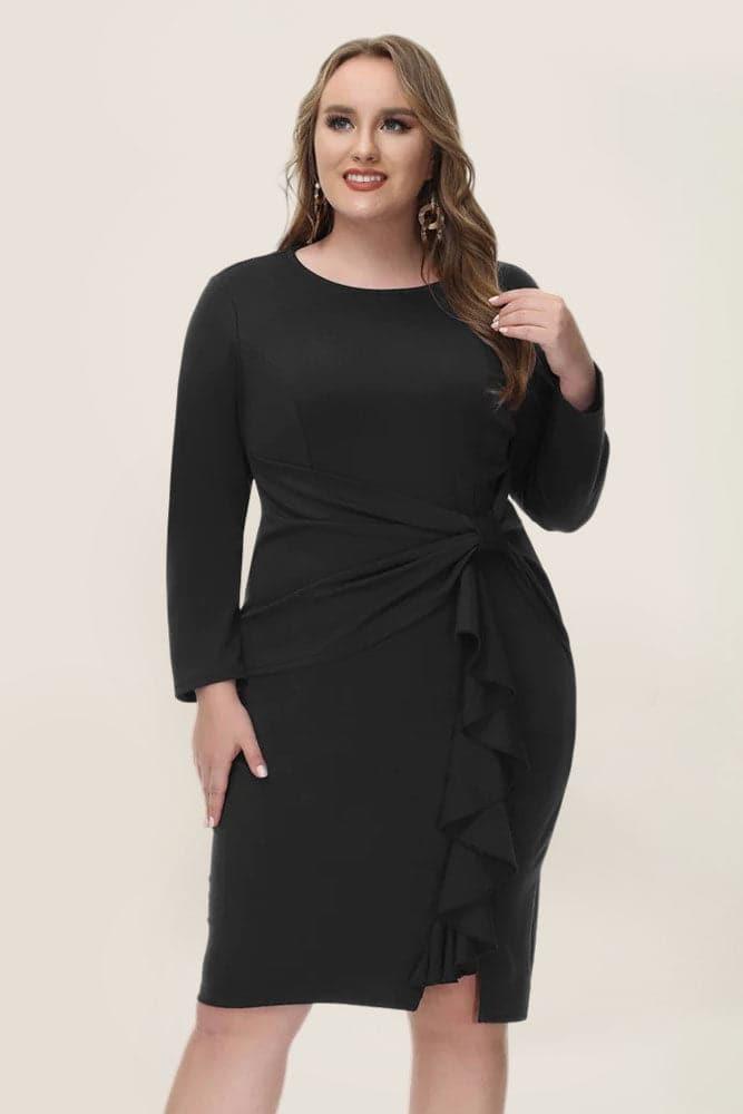 Hanna Nikole Plus Size Cocktail Dress for Women with Pockets Short Sleeve  Ruched Bodycon Midi Dress with Front Slit