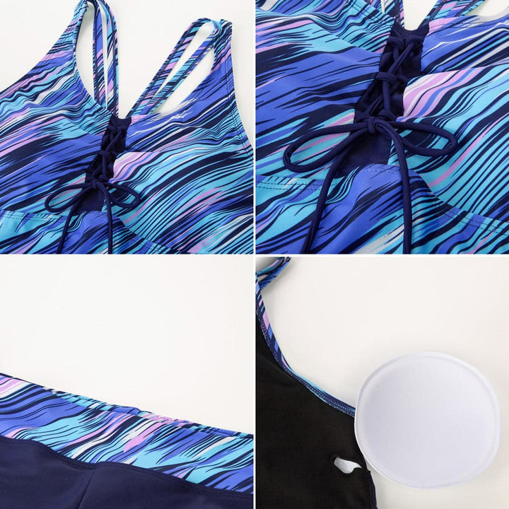 Multi Athletic Elastic waist Tankini Set - Hanna Nikole