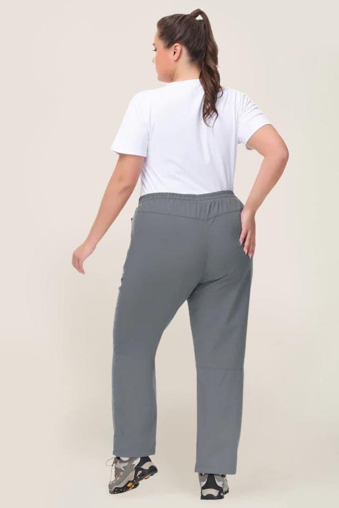HN Women Plus Size Outdoor Pants Elastic Drawstring Waist Multi-Pocket Pants
