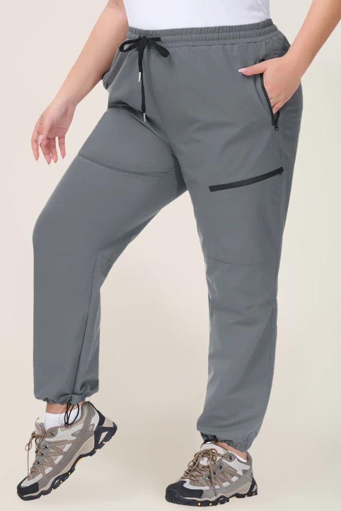 HN Women Plus Size Outdoor Pants Elastic Drawstring Waist Multi-Pocket Pants - Hanna Nikole