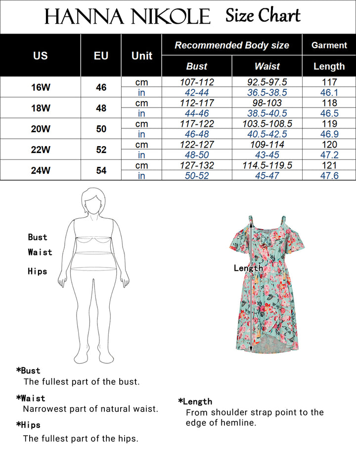 HN Women Plus Size Elastic Waist Dress Cold Shoulder Irregular Hem A-Line Dress - Hanna Nikole