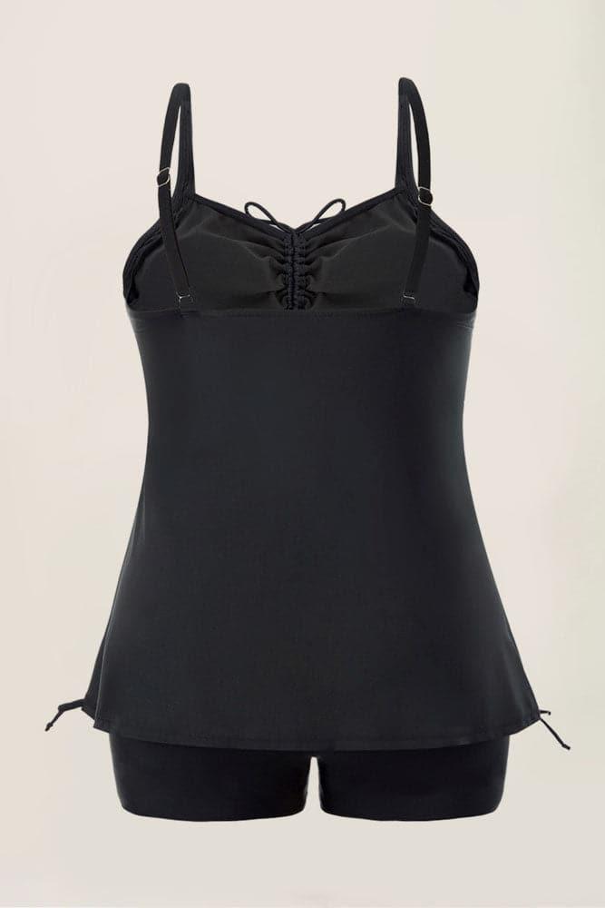 Black Ruched Center Black Briefs Bathing Suit Tankini Set - Hanna Nikole