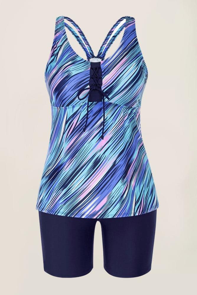 Multi Athletic Elastic waist Tankini Set - Hanna Nikole