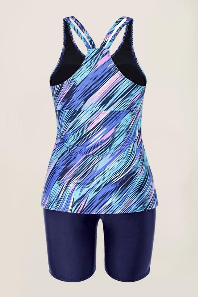 Multi Athletic Elastic waist Tankini Set - Hanna Nikole