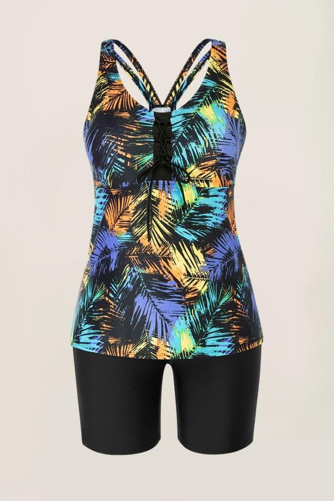 Multi Athletic Elastic waist Tankini Set - Hanna Nikole