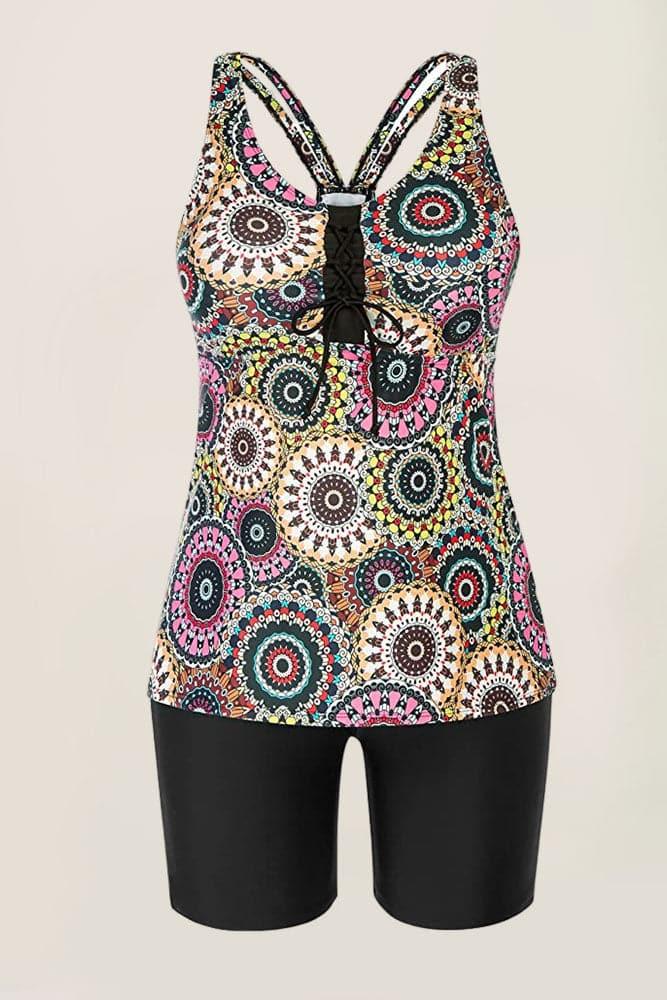 Multi Athletic Elastic waist Tankini Set - Hanna Nikole
